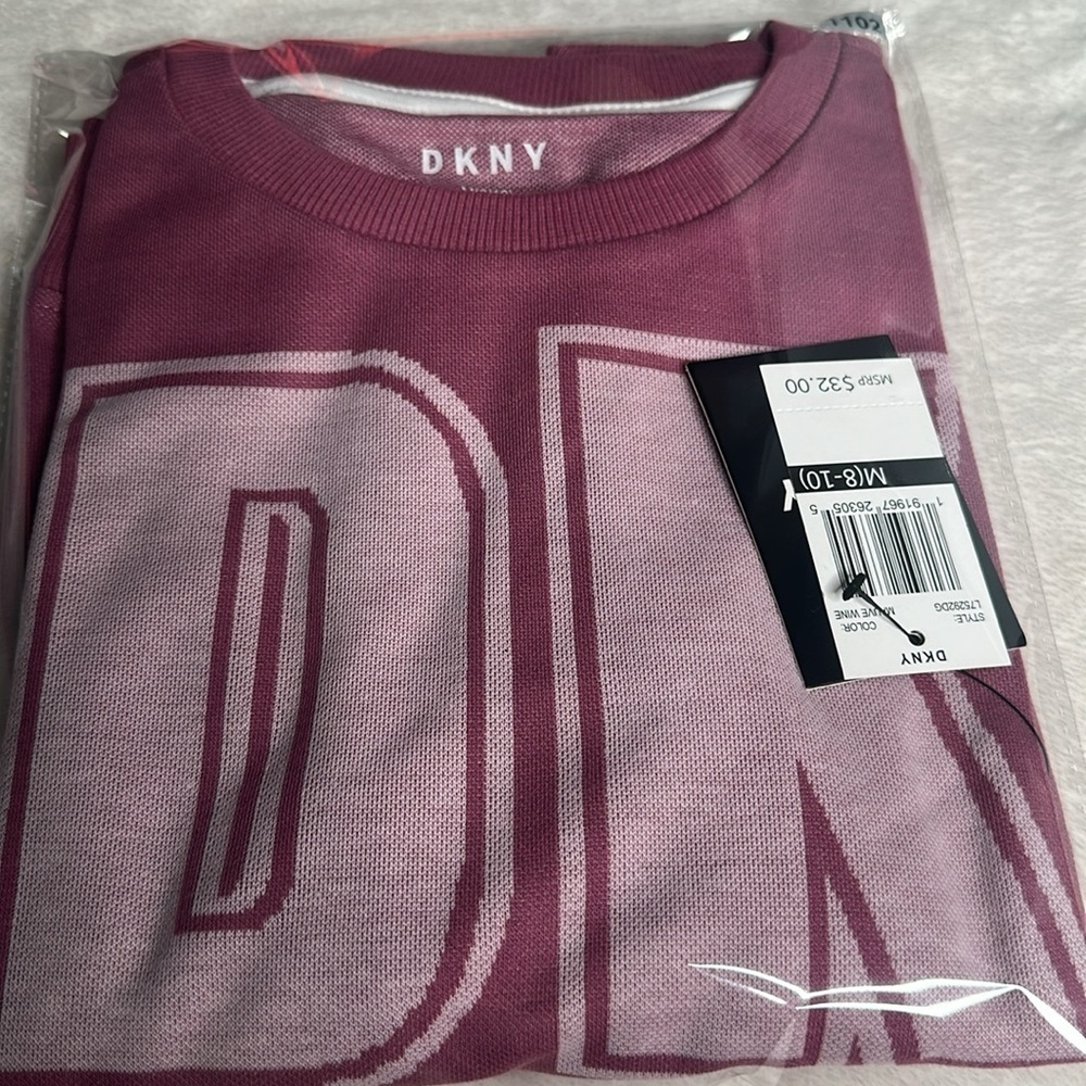 Girls Sweat Shirt Kids Size M (8-10) DKNY Mauve/Wine - Picture 6 of 6